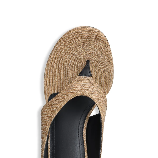 Alaia Cube Thong Mules in Paper Straw, Natural | Mules | Luxury Shoes 