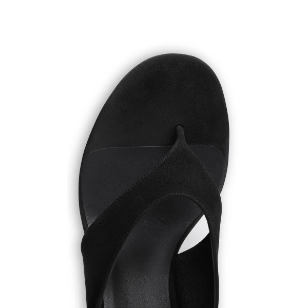 Alaia Cube Thong Mules in Suede, Black | Mules | Luxury Shoes 