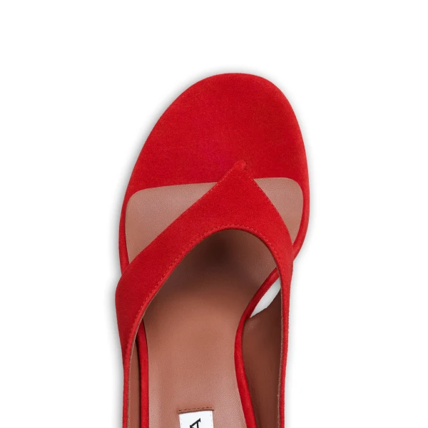 Alaia Cube Thong Mules in Suede, Burnt Orange | Mules | Luxury Shoes 