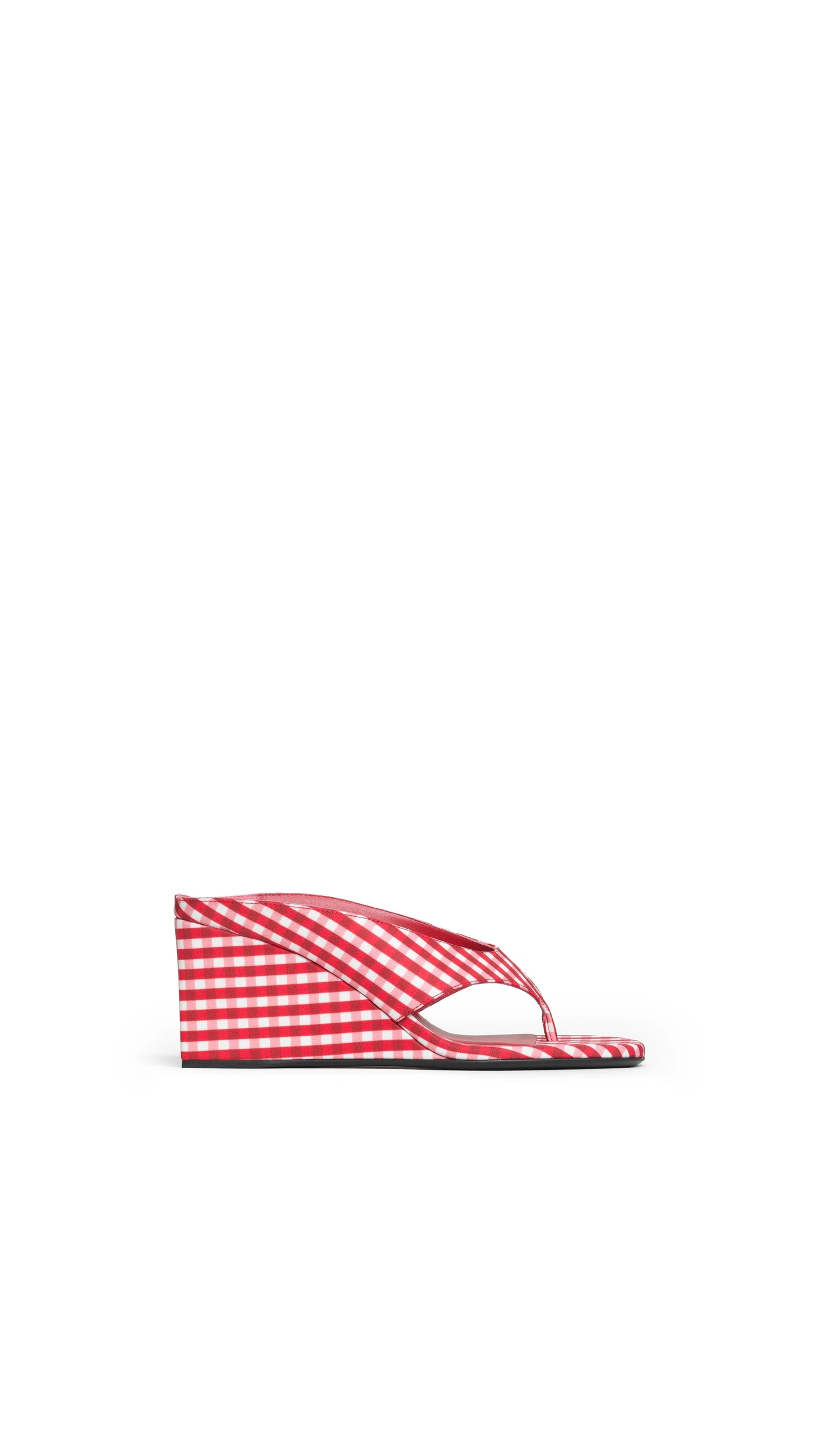 Alaia Cube Thong Mules in Vichy Print, Carmine Red and White Alaia Cube Thong Mules in Vichy Print, Carmine Red and White | Mules | Luxury Shoes