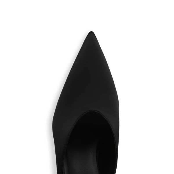 Alaia Cube Wedge Mules in Satin, Black | Mules | Luxury Shoes 