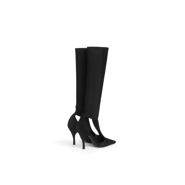Alaia Cut Out Knee Boots in Suede, Black | Boots | Luxury Shoes 
