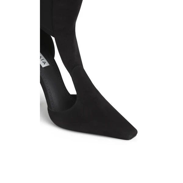 Alaia Cut Out Knee Boots in Suede, Black | Boots | Luxury Shoes 