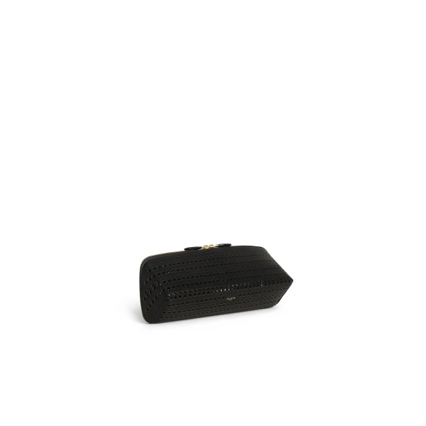 Alaia Delta Clutch in Perforated Vienne Calfskin, Black | Clutch Bags | Luxury Shoes 
