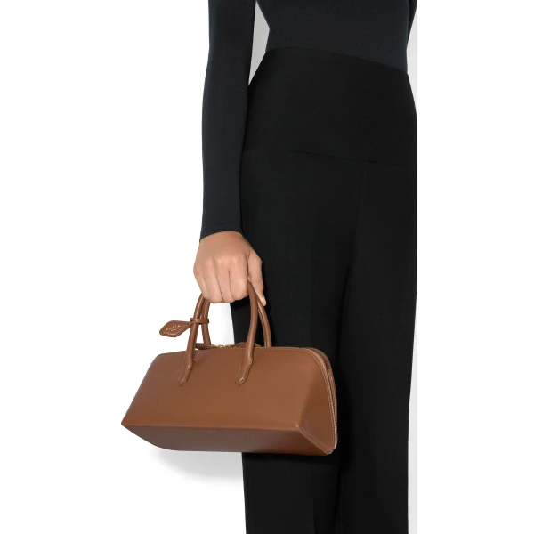 Alaia Delta Small Bag in Box Calfskin, Amber | Totes & Top-Handle Bags | Luxury Shoes 