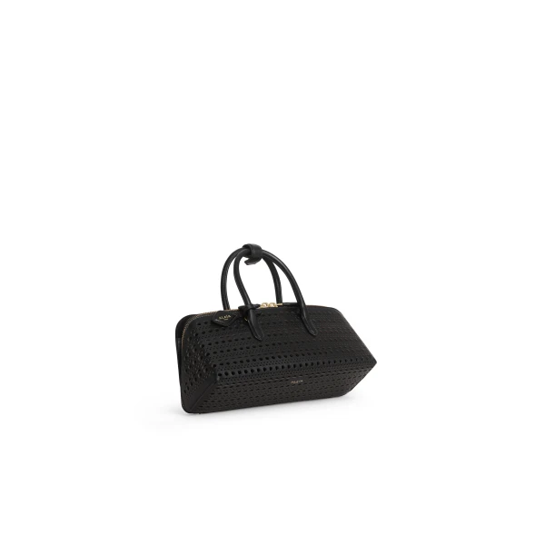 Alaia Delta Small Bag in Perforated Vienne Calfskin, Black | Totes & Top-Handle Bags | Luxury Shoes 