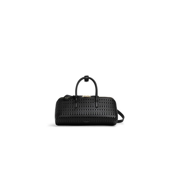Delta Small Bag in Perforated Vienne Calfskin, Black