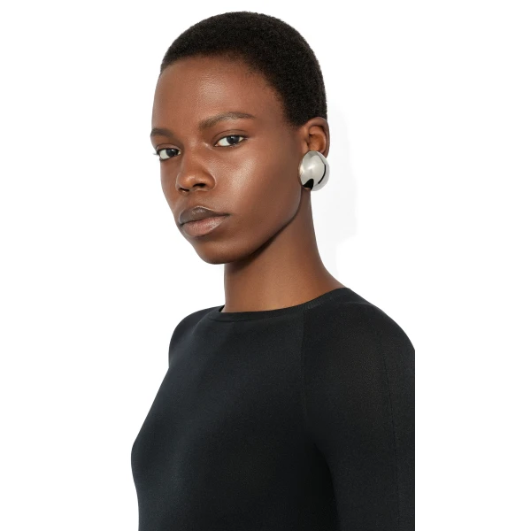 Alaia Dome Earrings in Silver | Earrings | Luxury Shoes 