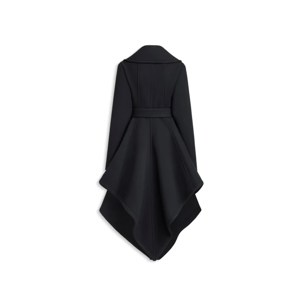 Alaia Double Face Wool Wrap Coat in Black | Wool Coat | Luxury Shoes 