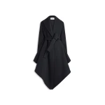 Alaia Double Face Wool Wrap Coat in Black | Wool Coat | Luxury Shoes 