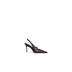 Alaia Drop Slingbacks in Polished Goatskin, Smoke Brown | Heels | Luxury Shoes 