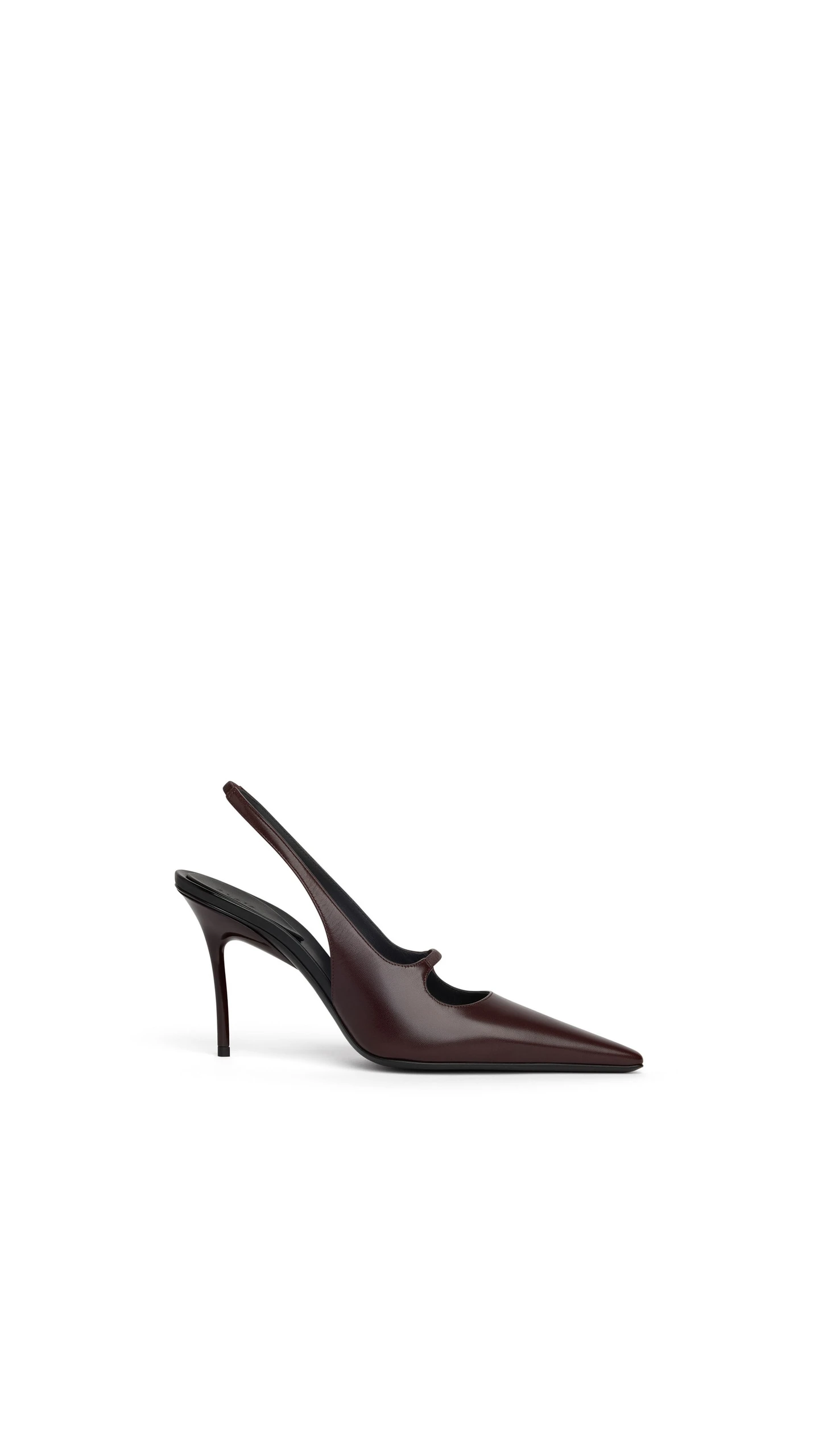 Alaia Drop Slingbacks in Polished Goatskin, Smoke Brown Alaia Drop Slingbacks in Polished Goatskin, Smoke Brown | Heels | Luxury Shoes