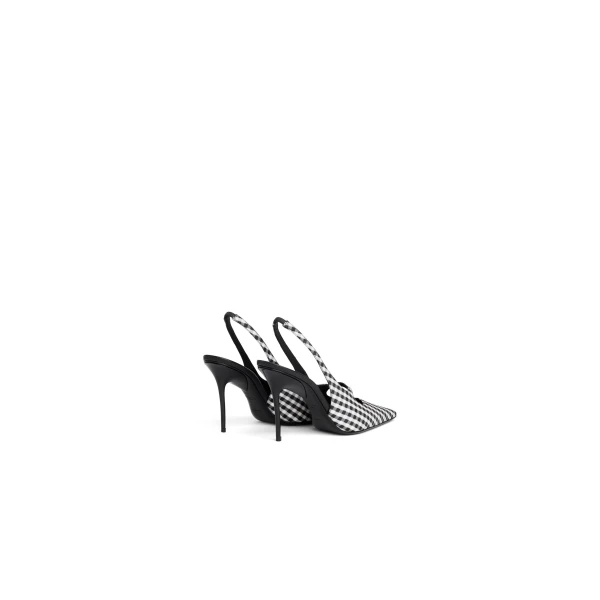Alaia Drop Slingbacks in Vichy Print, Black and White | Heels | Luxury Shoes 