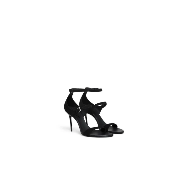 Alaia Drop Strappy Sandals in Suede, Black | Sandals | Luxury Shoes 