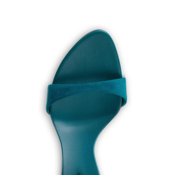 Alaia Drop Strappy Sandals in Suede, China Blue | Sandals | Luxury Shoes 
