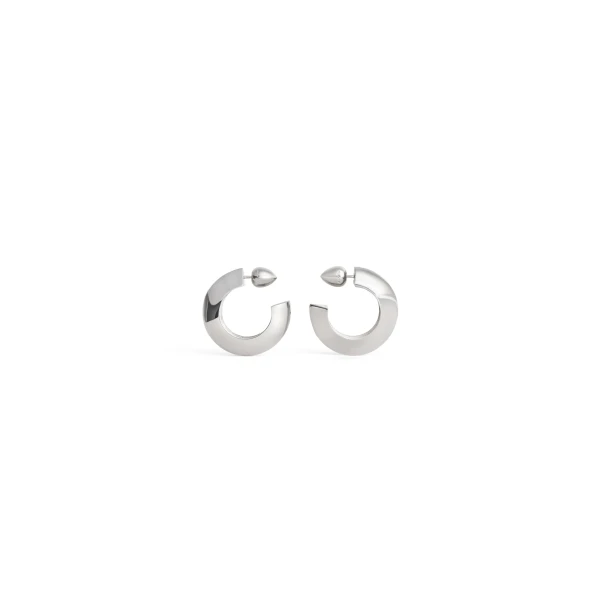 Alaia Edge Hoop Earrings in Silver | Earrings | Luxury Shoes 