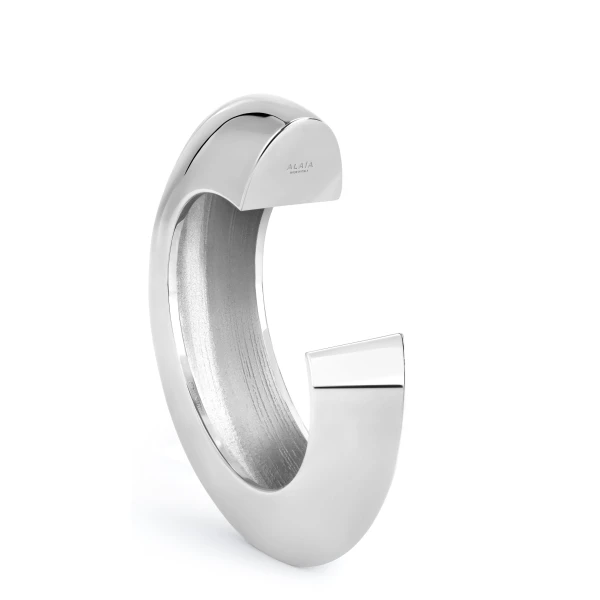 Alaia Edge Small Cuff in Silver | Cuffs | Luxury Shoes 