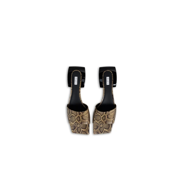 Alaia Ellipse Mules in Ayers Leather, Honey | Mules | Luxury Shoes 