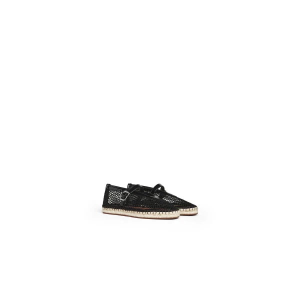 Alaia Espadrilles in Fishnet and Patent Leather, Black | Espadrilles | Luxury Shoes 