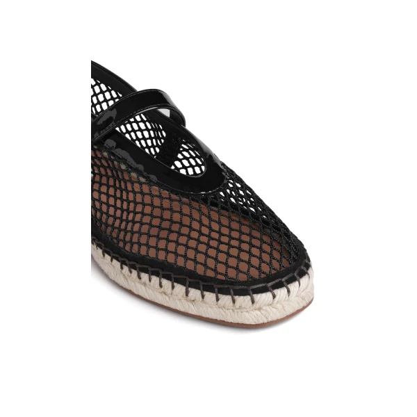 Alaia Espadrilles in Fishnet and Patent Leather, Black | Espadrilles | Luxury Shoes 