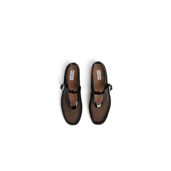 Alaia Espadrilles in Fishnet and Patent Leather, Black | Espadrilles | Luxury Shoes 