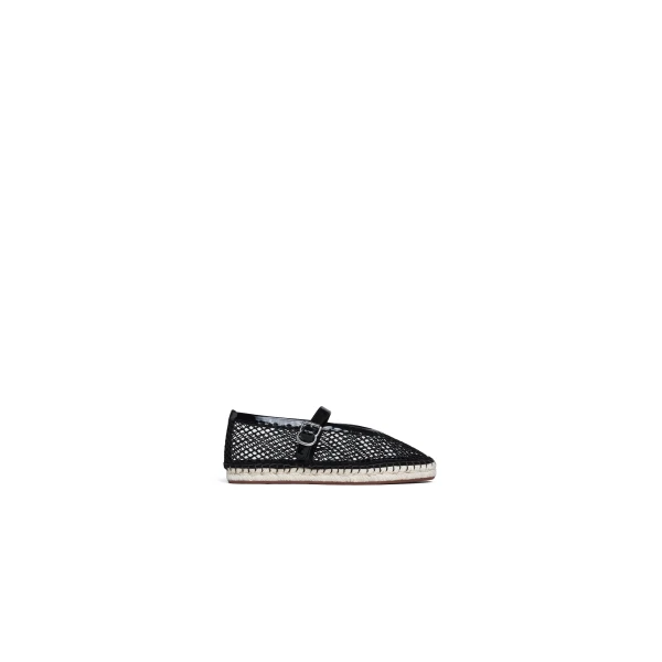 Espadrilles in Fishnet and Patent Leather, Black