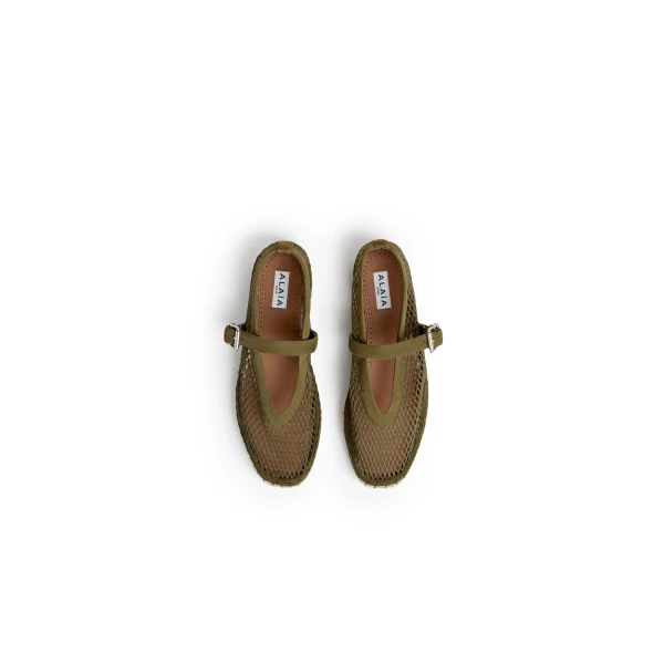 Alaia Espadrilles in Fishnet and Suede, Khaki | Espadrilles | Luxury Shoes 