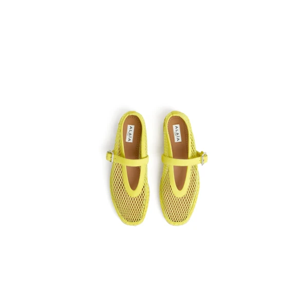 Alaia Espadrilles in Fishnet and Suede, Lemon Yellow | Espadrilles | Luxury Shoes 