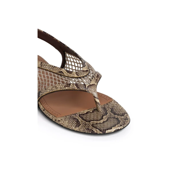 Alaia Fishnet Thong Sandals in Ayers Leather, Honey | Sandals | Luxury Shoes 