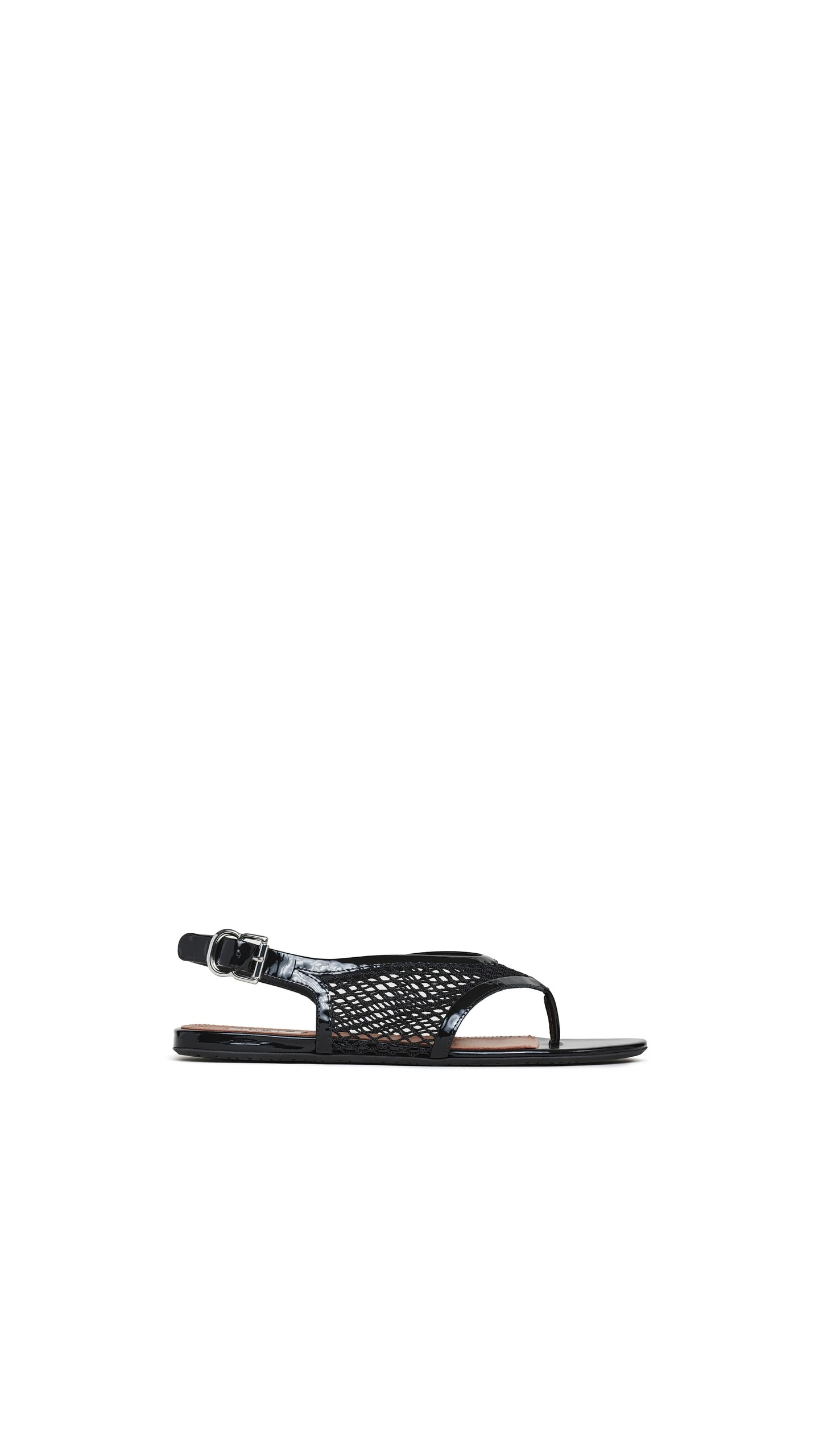 Alaia Fishnet Thong Sandals in Patent Calfskin, Black Alaia Fishnet Thong Sandals in Patent Calfskin, Black | Sandals | Luxury Shoes