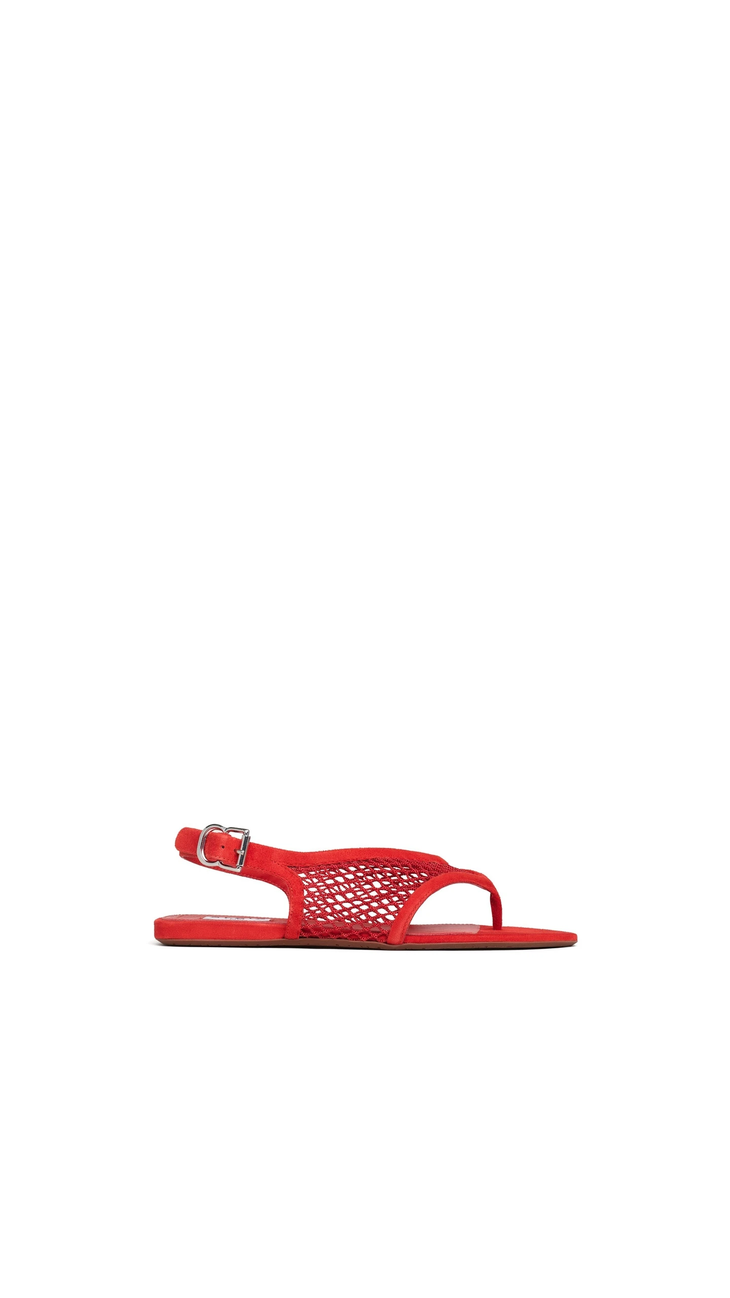 Alaia Fishnet Thong Sandals in Suede, Burnt Orange Alaia Fishnet Thong Sandals in Suede, Burnt Orange | Sandals | Luxury Shoes
