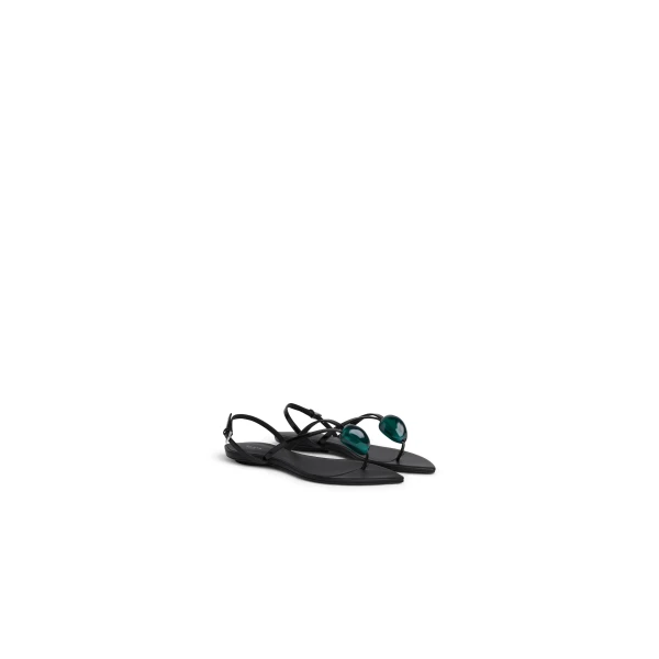 Alaia Flat Jewel Sandals in Patent Leather, Black | Sandals | Luxury Shoes 