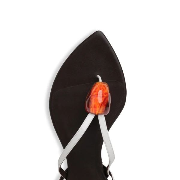 Alaia Flat Jewel Sandals in Patent Leather, Optical White | Sandals | Luxury Shoes 