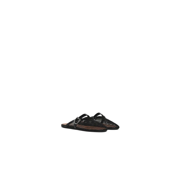 Alaia Flat Mules in Fishnet, Black | Mules | Luxury Shoes 