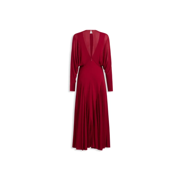 Alaia Fluid Jersey Dress in Dark Red | Maxi Dresses | Luxury Shoes 