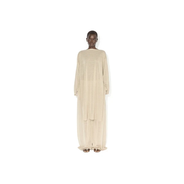 Alaia Fluid Silk Linen Pants in Beige | Wide leg pants | Luxury Shoes 