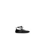 Alaia Fold Laced Flats in Leather, Black | Flats | Luxury Shoes 