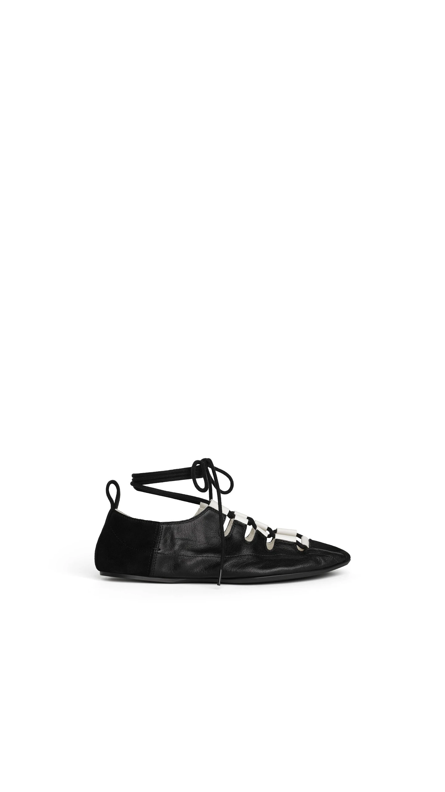 Alaia Fold Laced Flats in Leather, Black Alaia Fold Laced Flats in Leather, Black | Flats | Luxury Shoes
