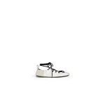 Alaia Fold Laced Flats in Leather, White | Flats | Luxury Shoes 
