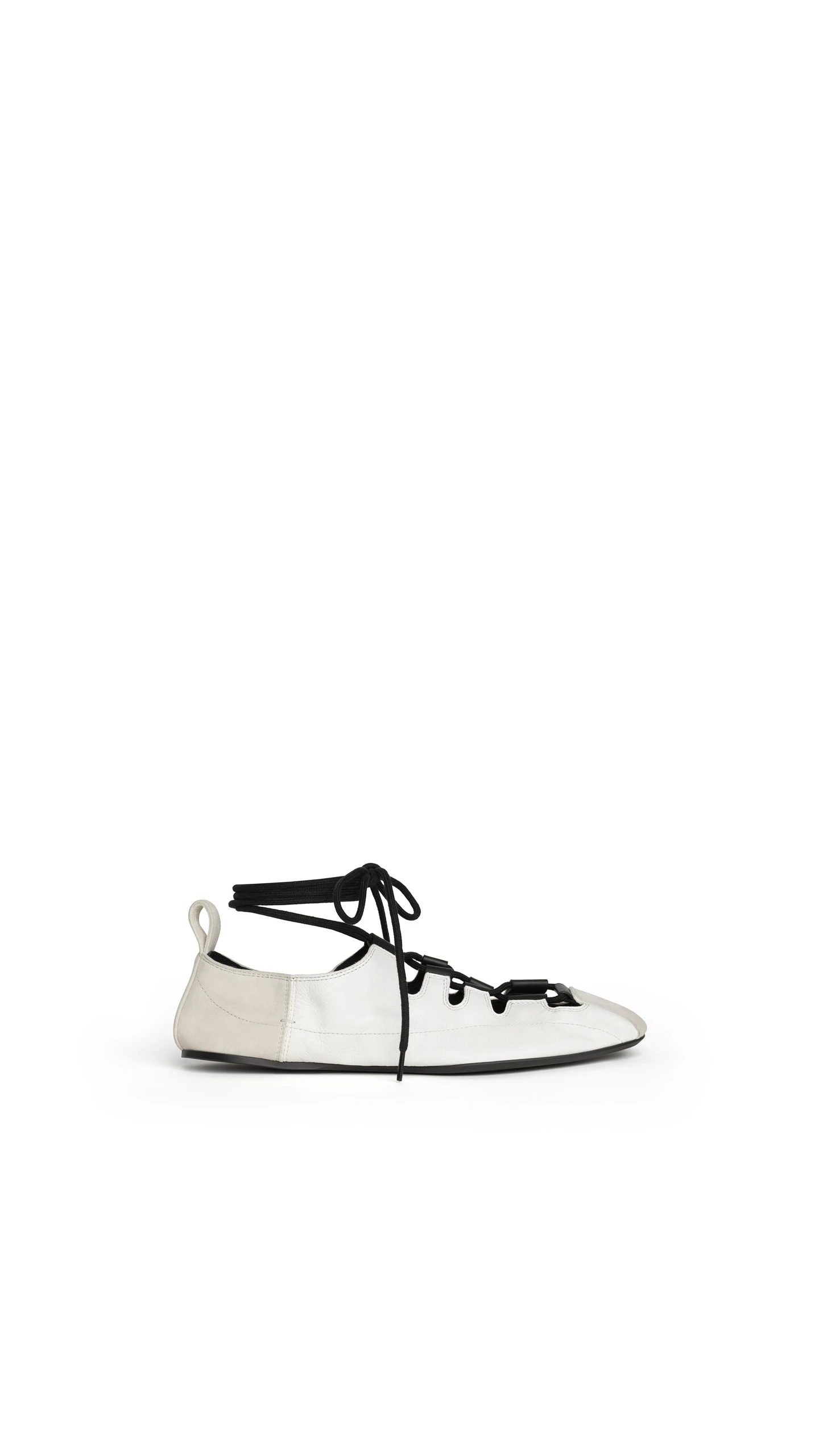Alaia Fold Laced Flats in Leather, White Alaia Fold Laced Flats in Leather, White | Flats | Luxury Shoes