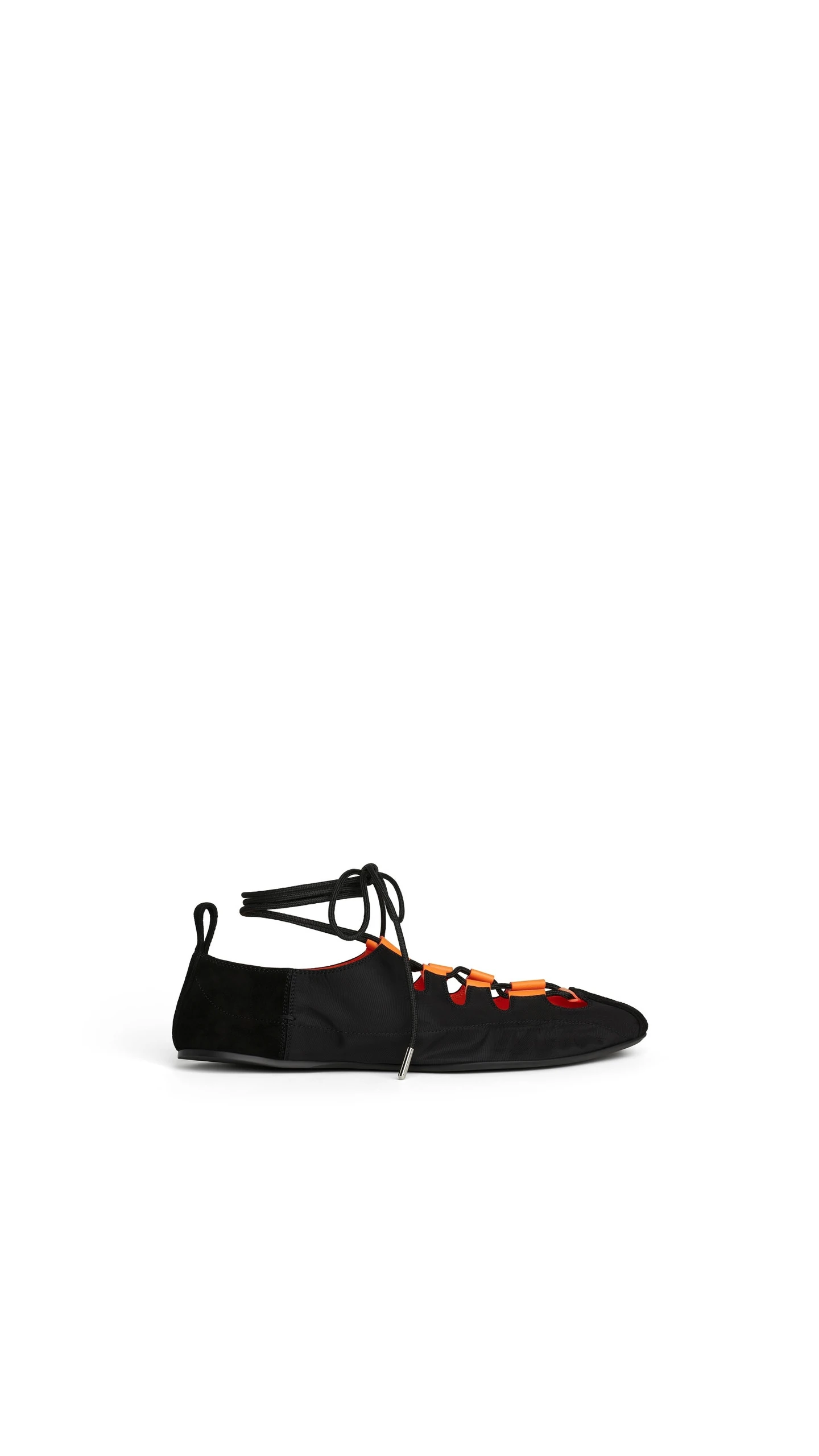Alaia Fold Laced Flats in Nylon and Suede, Black Alaia Fold Laced Flats in Nylon and Suede, Black | Flats | Luxury Shoes