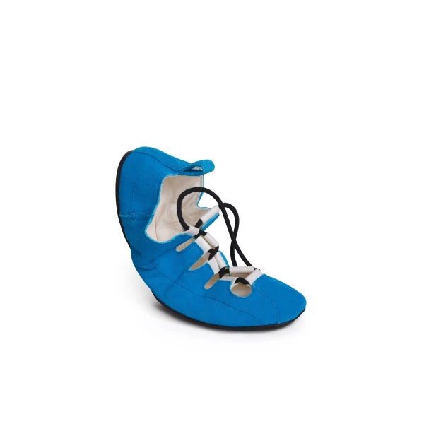 Alaia Fold Laced Flats in Velvet Calfskin, Turquin Blue | Flats | Luxury Shoes 