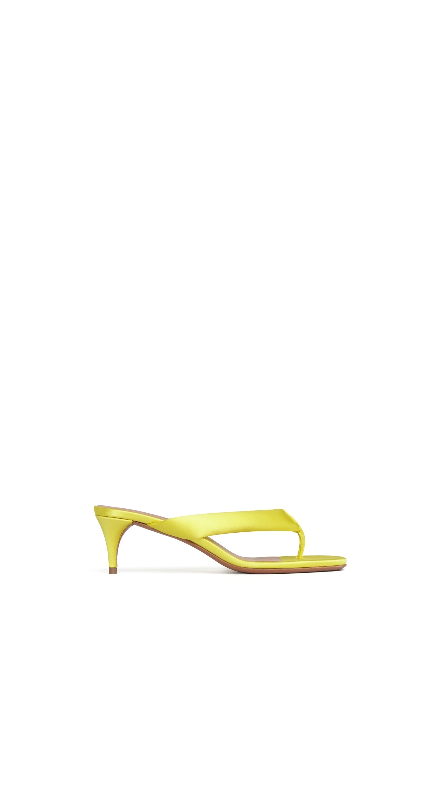 Alaia Heel Thong Mules in Satin, Lemon Yellow Alaia Heel Thong Mules in Satin, Lemon Yellow | Mules | Luxury Shoes
