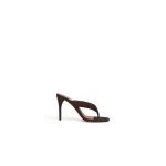 Alaia Heel Thong Mules in Suede, Smoke Brown, 90 mm | Mules | Luxury Shoes 