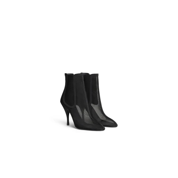 Alaia Heeled Chelsea Boots in Mesh, Black | Boots | Luxury Shoes 