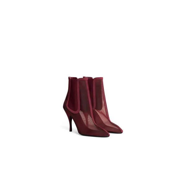 Alaia Heeled Chelsea Boots in Mesh, Bordeaux | Boots | Luxury Shoes 
