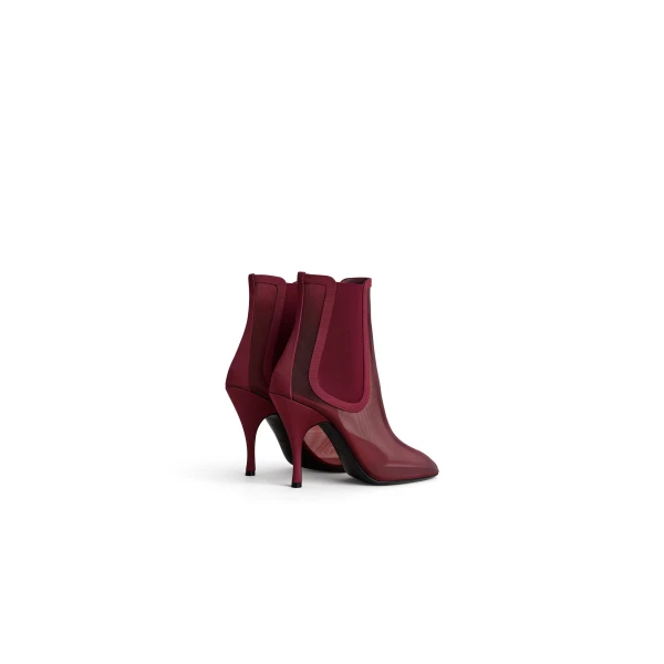 Alaia Heeled Chelsea Boots in Mesh, Bordeaux | Boots | Luxury Shoes 