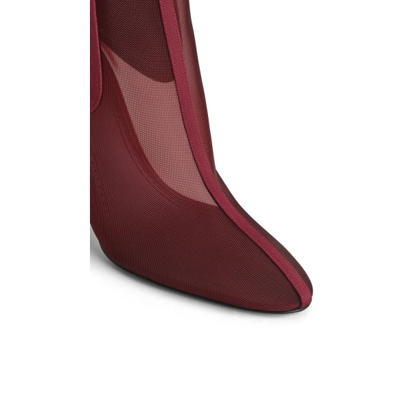 Alaia Heeled Chelsea Boots in Mesh, Bordeaux | Boots | Luxury Shoes 