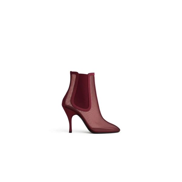 Heeled Chelsea Boots in Mesh, Bordeaux