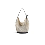 Alaia Hip Large Bucket Bag in Cotton Net, Beige | Bucket Bags | Luxury Shoes 